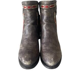 Corral Womens Distressed Leather Side Fringe Ankle Boots E1222 Sz 8